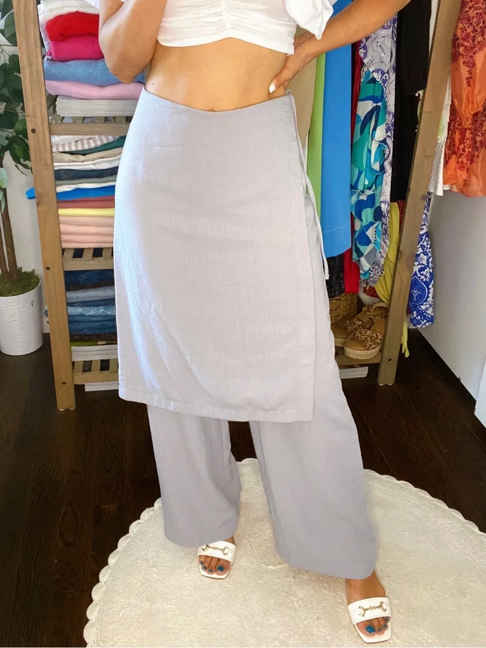 ZARA Gray Wrap Midi Skirt Overlay Pants! 🐦